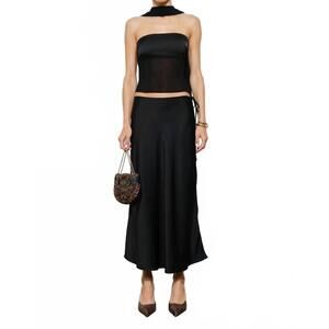 NEW LOUCIA calliope strapless scarf top in black